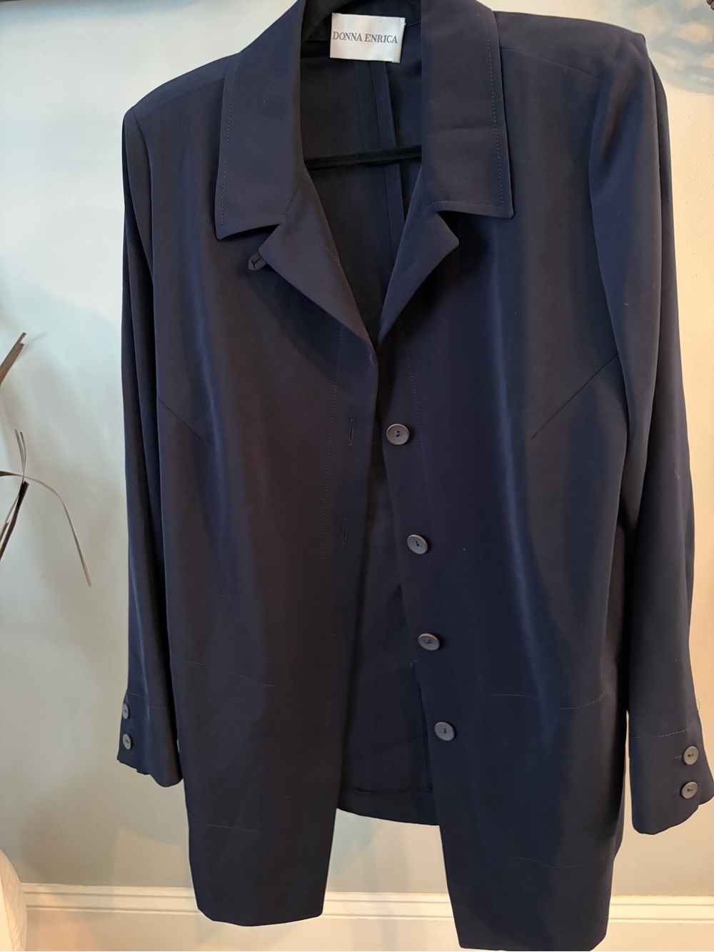 Donna Enrica Navy Single-Breasted Women's Blazer 14/16 (XL or 1X)